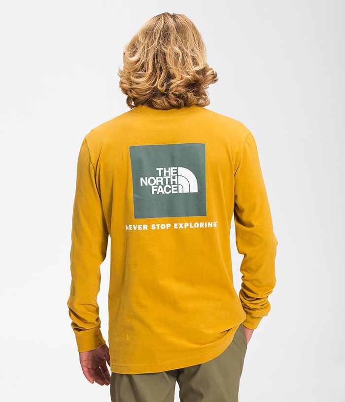 The North Face T-Shirts Long Sleeve Box NSE Yellow - Mens - Thailand EJZBW-5943